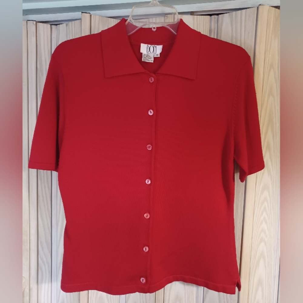 Vintage Don  Silk blend Sweater Womens Medium Red Cardigan Button Up Preppy